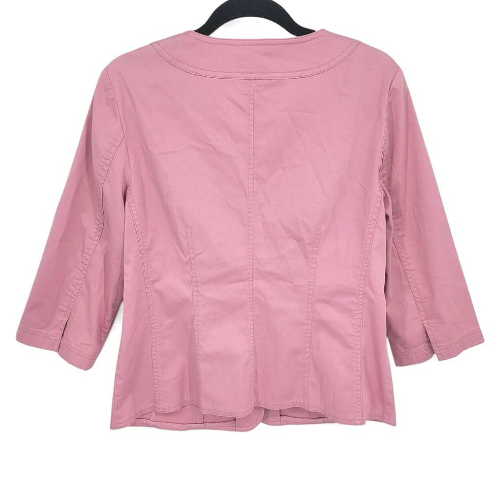 J.Jill Womens Jacket Size 10 Pink Button Front 3/4 Sleeve Cotton Blend - Picture 2 of 4
